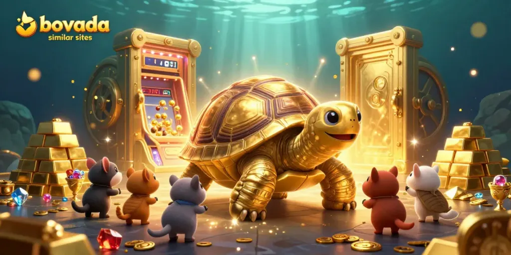 Engage with bovada similar sites featuring a lively casino scene with characters playing games.