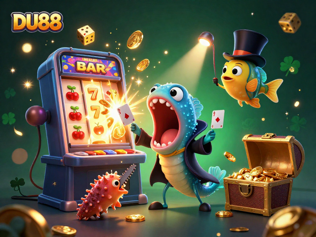 Experience the thrill of DU88 with an explosive jackpot scene featuring vibrant casino elements.