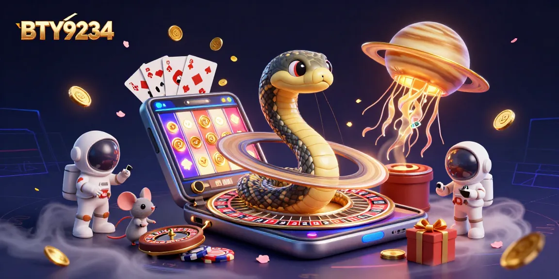 BTY9234 showcases an exciting cosmic casino scene with cartoon characters engaging in gambling.