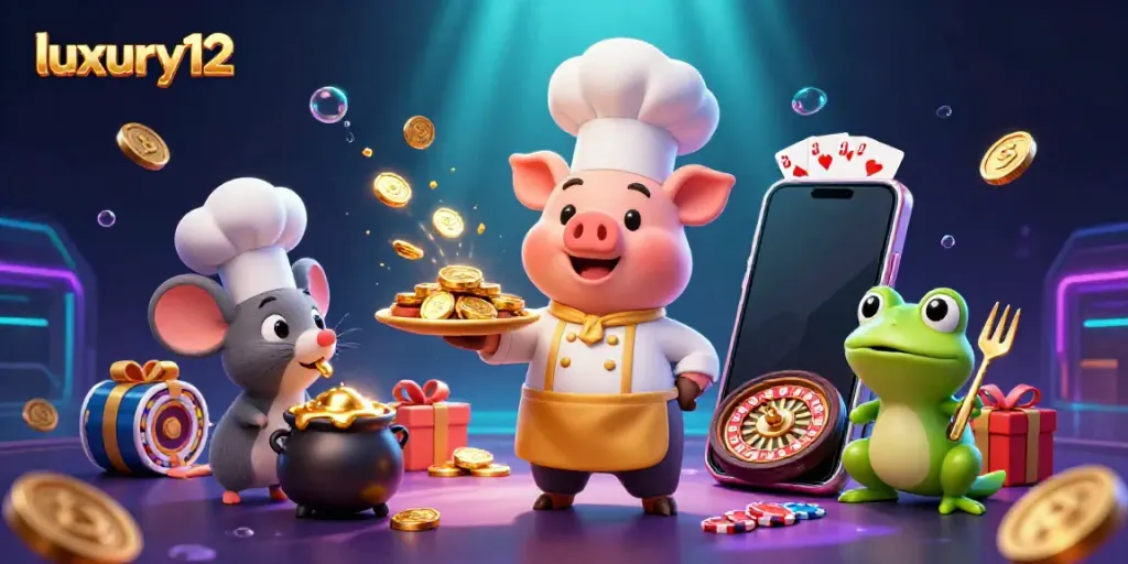 Experience luxury12 slots with vibrant treasures from a chef pig's gourmet gold platter