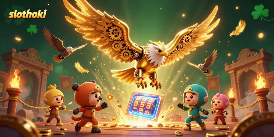 Raih kemenangan di slothoki dengan ilustrasi kasino 3D menarik dan elemen permainan slot.