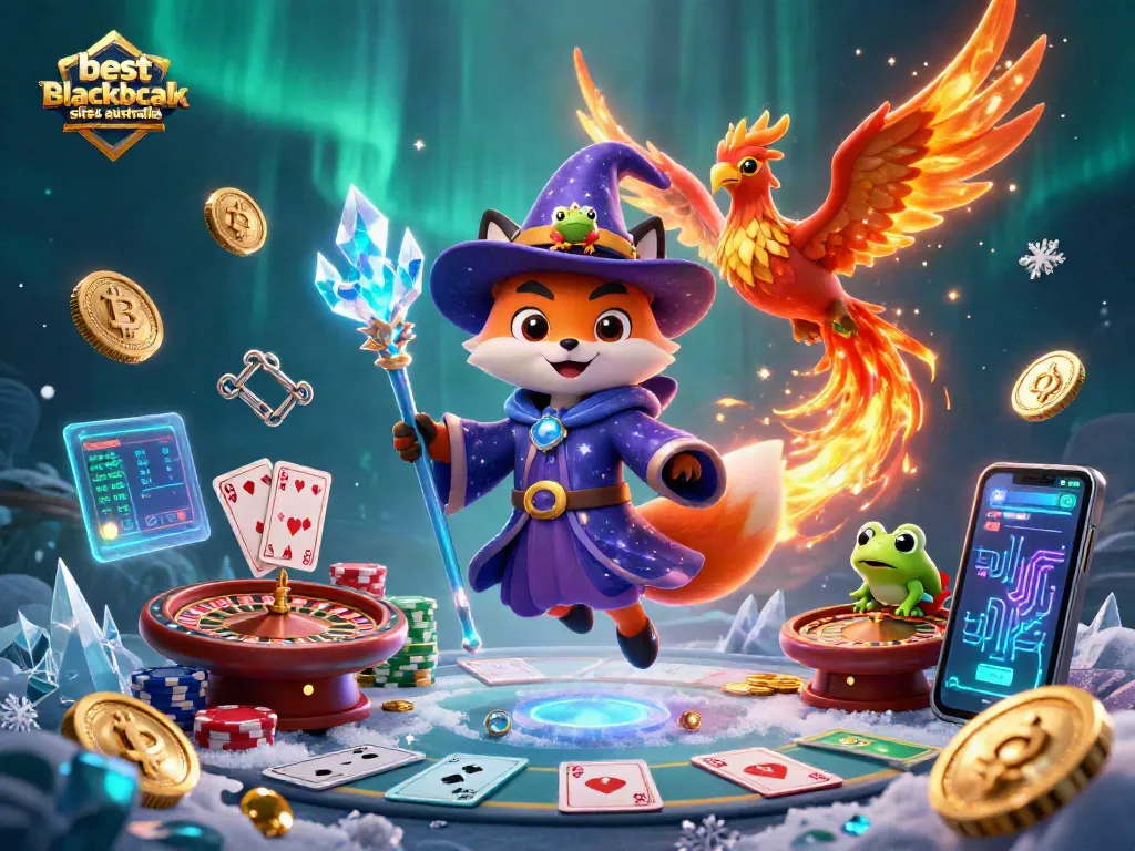 Playing blackjack at the best blackjack sites Australia with detailed characters and vibrant casino elements