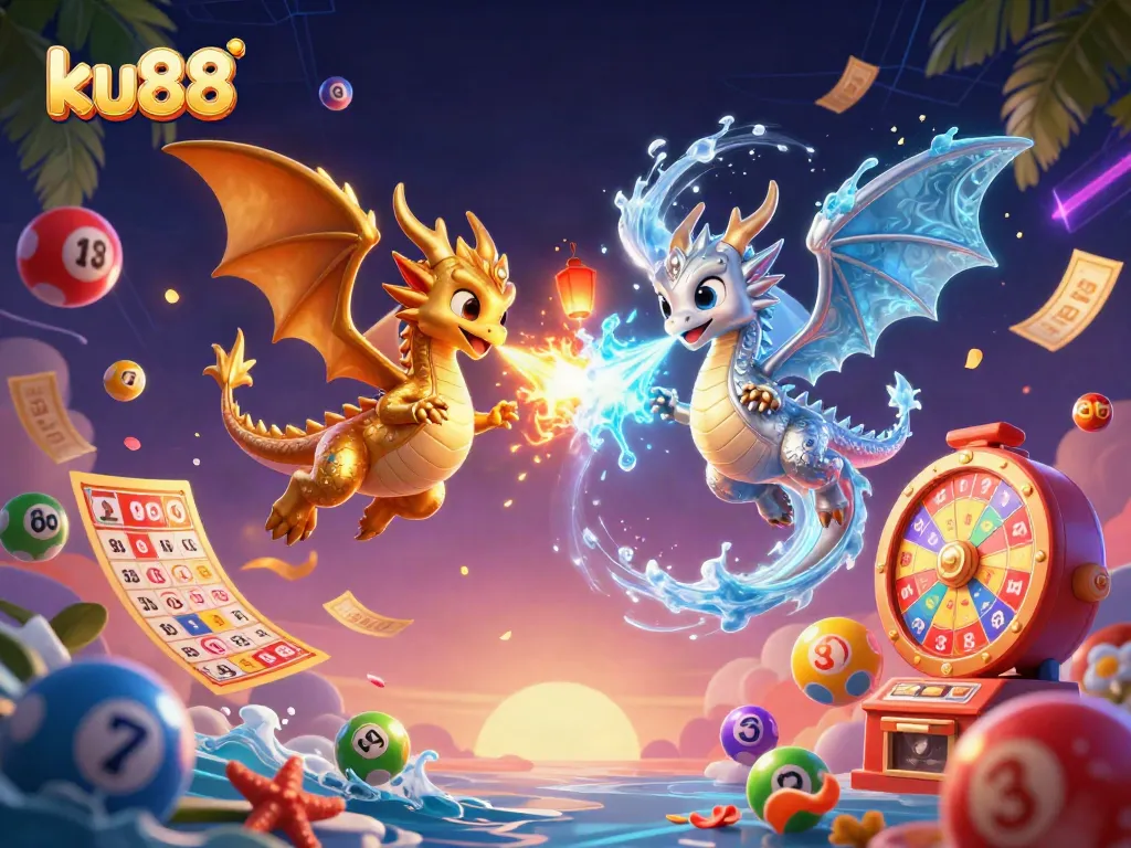 Engage in dynamic gaming with ku88, featuring colorful lottery elements and exciting casino motifs.