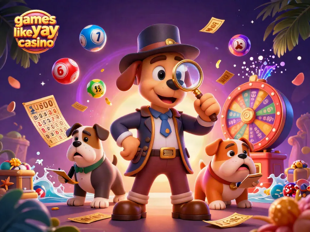 Experience games like yay casino with vibrant casino elements and engaging characters in this exciting illustration.