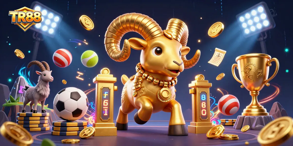 Win big with TR88 as the golden ram charges through sports elements and dynamic energy.