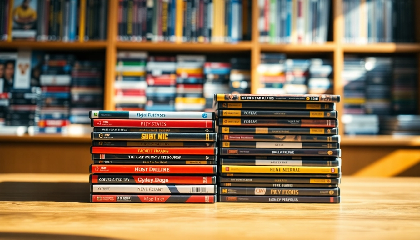 Browse a vibrant collection of bulk DVDs featuring various genres displayed attractively.