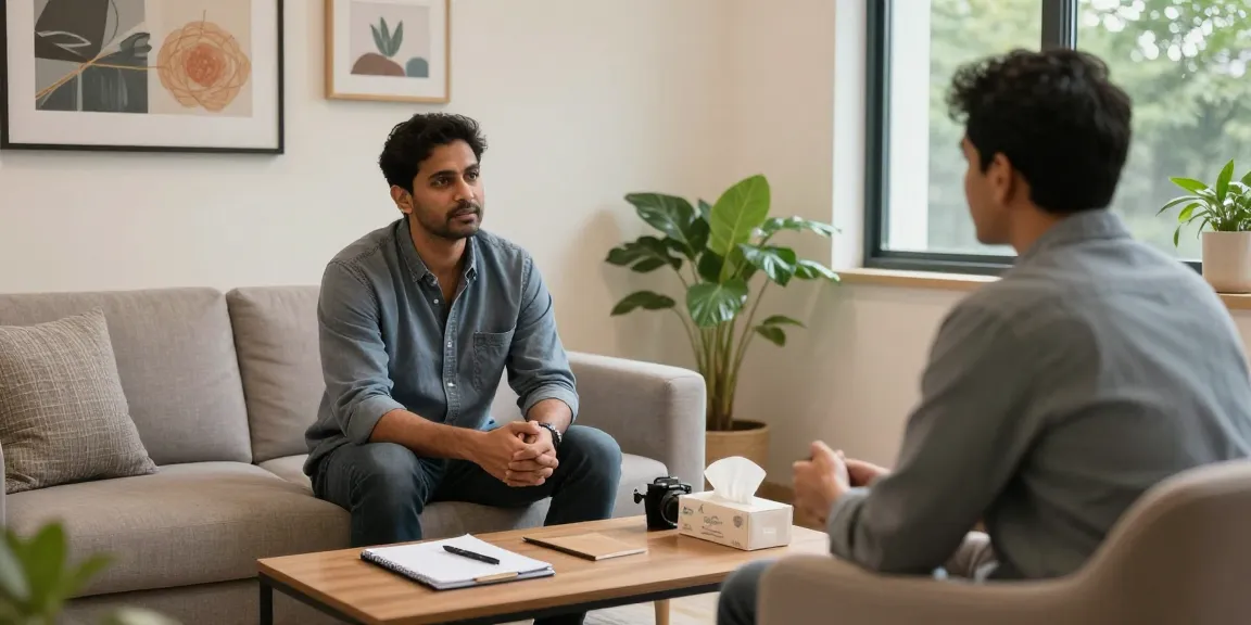 Best sex therapist in Gurgaon, Dr. Dhruv Bhola, providing a private consultation for psychological sexual health in a calming therapy room.