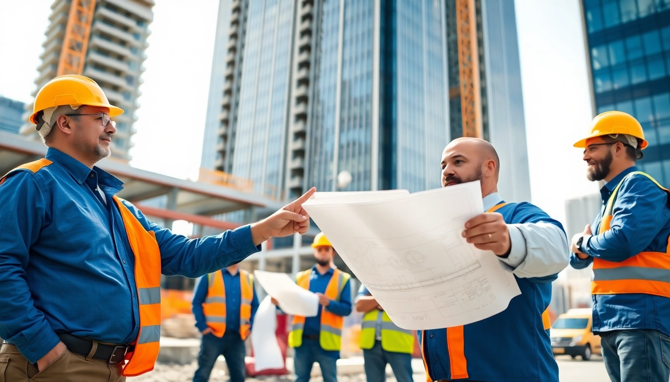 Manhattan Commercial General Contractor supervising a construction project on a vibrant cityscape.