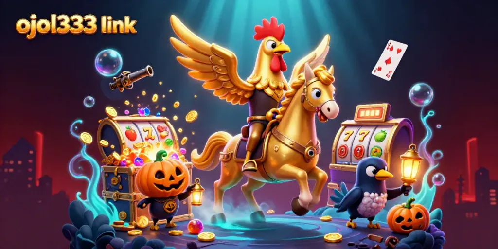 Experience the thrill of winning with ojol333 link in this vibrant casino illustration.