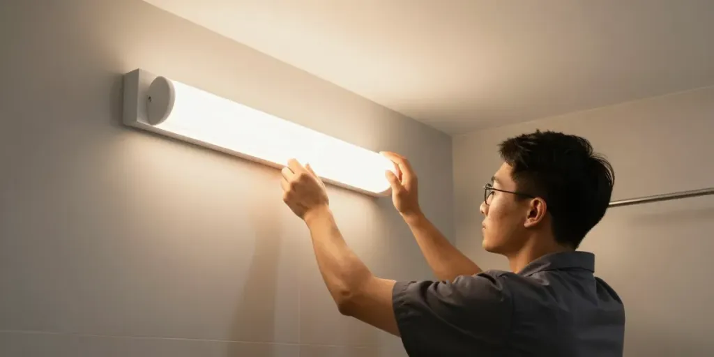 Instalare aplice LED baie de către un profesionist local, furnizor de servicii de încredere.