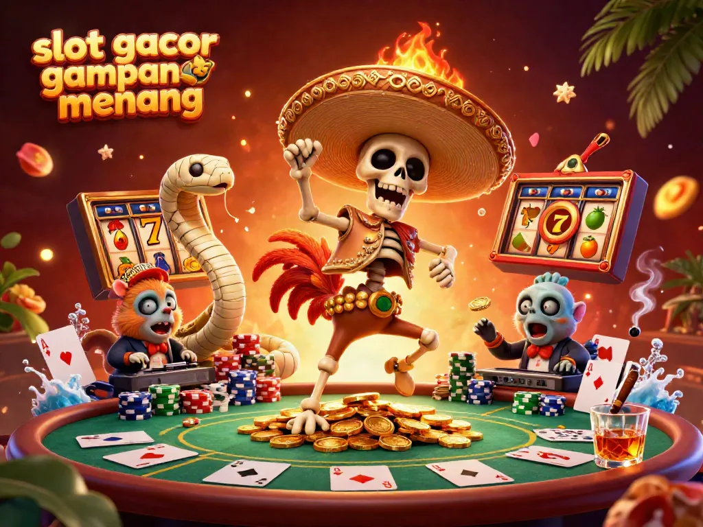 Experience the thrill of slot gacor gampang menang with vibrant 3D casino characters amidst sparkling coins.