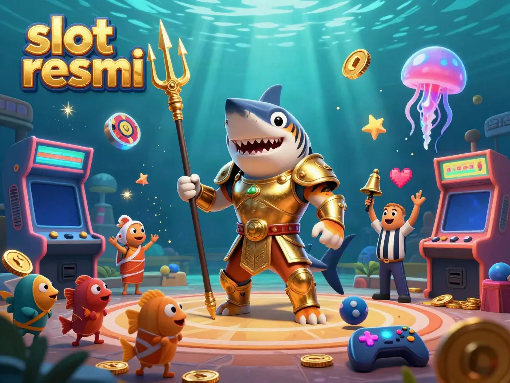 Engage in thrilling gameplay at slot resmi with epic underwater scenes featuring a shark gladiator!