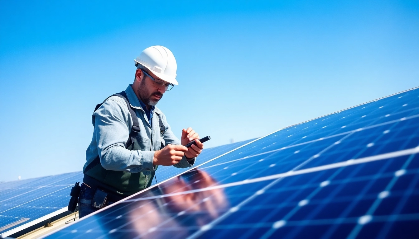 Expert conducting solar maintenance Jersey City NJ on efficient rooftop panels.