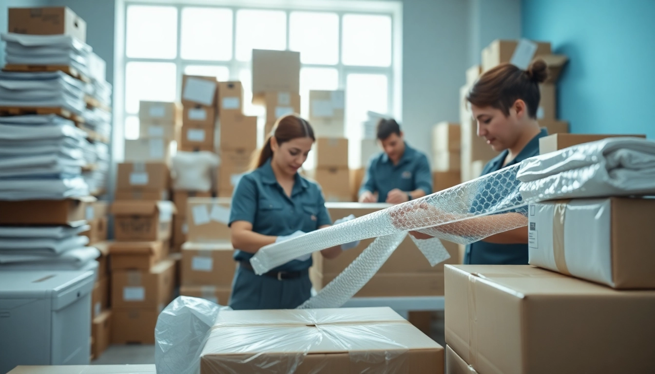 Efficient team providing Professional Packing Services in a bright, organized environment.