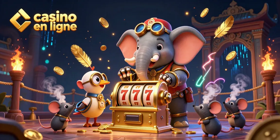 Jouer à des jeux de casino en ligne avec un éléphant steampunk et des assistants mécaniques.