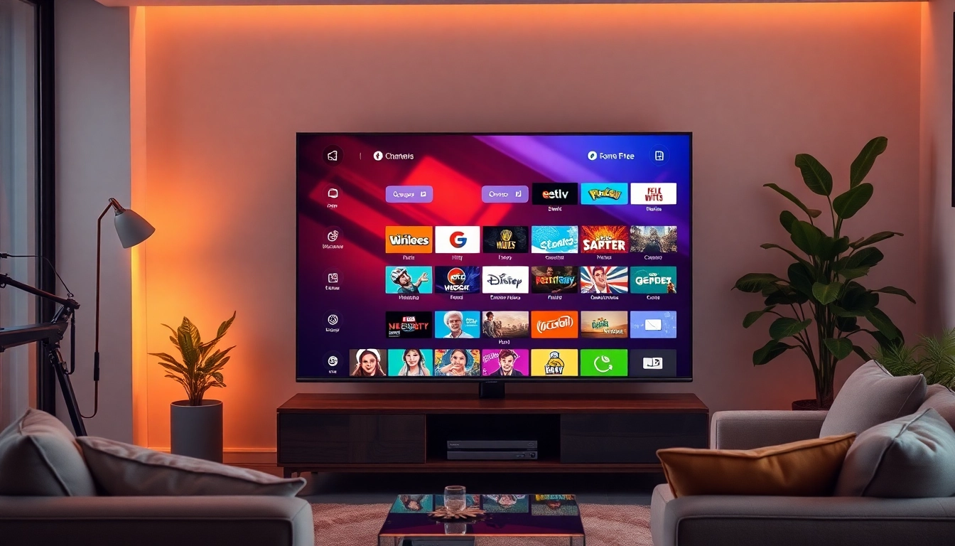 Experience the benefits of free iptv trial with a vibrant IPTV service showcased on a modern TV.