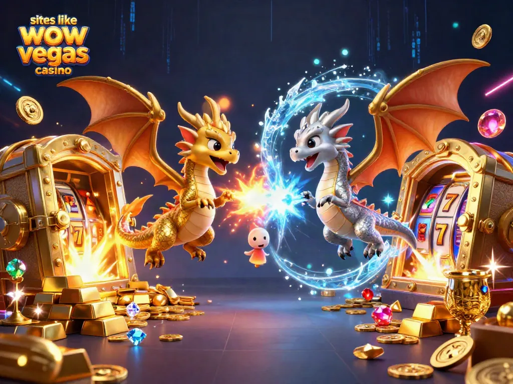 Engage with exciting games at sites like wow vegas casino featuring dynamic 3D illustrations of dragons, treasures, and slot elements.