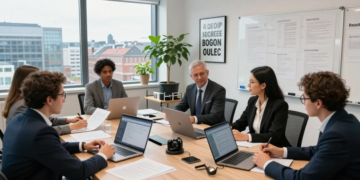 Lead Roedl legal team collaborating in a modern Copenhagen office, showcasing professionalism and strategic planning.